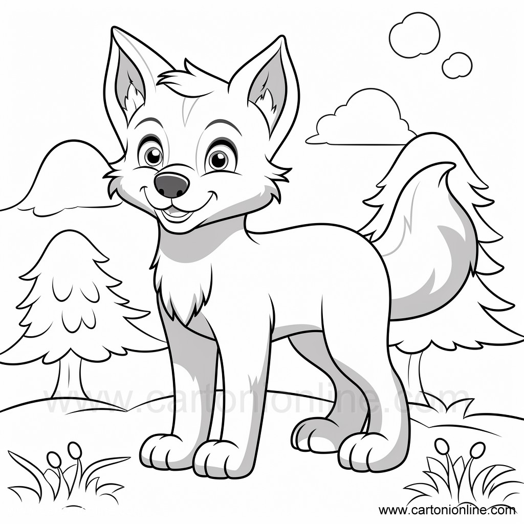 wolf cartoon 04  coloring page to print and coloring