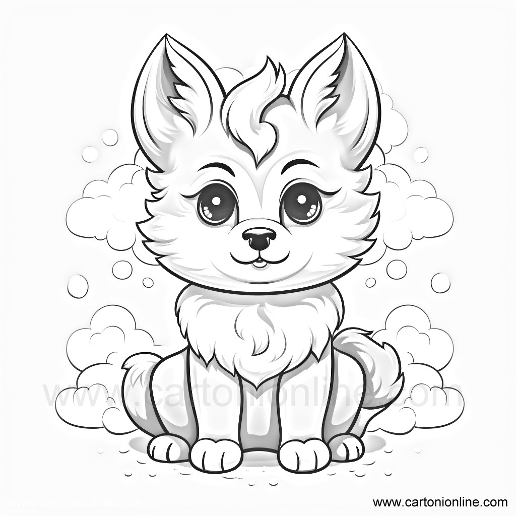 wolf kawaii 07  coloring page to print and coloring
