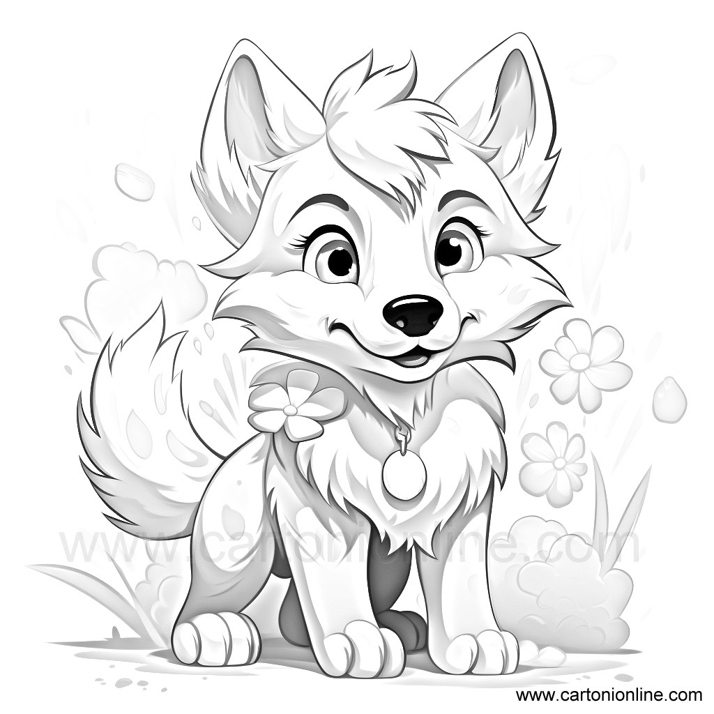 wolf kawaii 08  coloring page to print and coloring