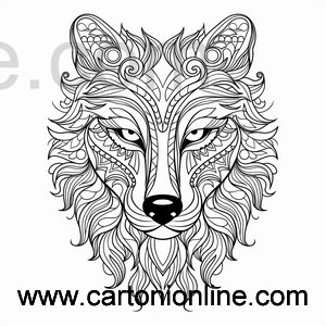 Disegno 01 di lupo mandala da stampare e colorare