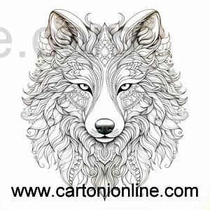Dessin 02 du loup mandala à imprimer et colorier