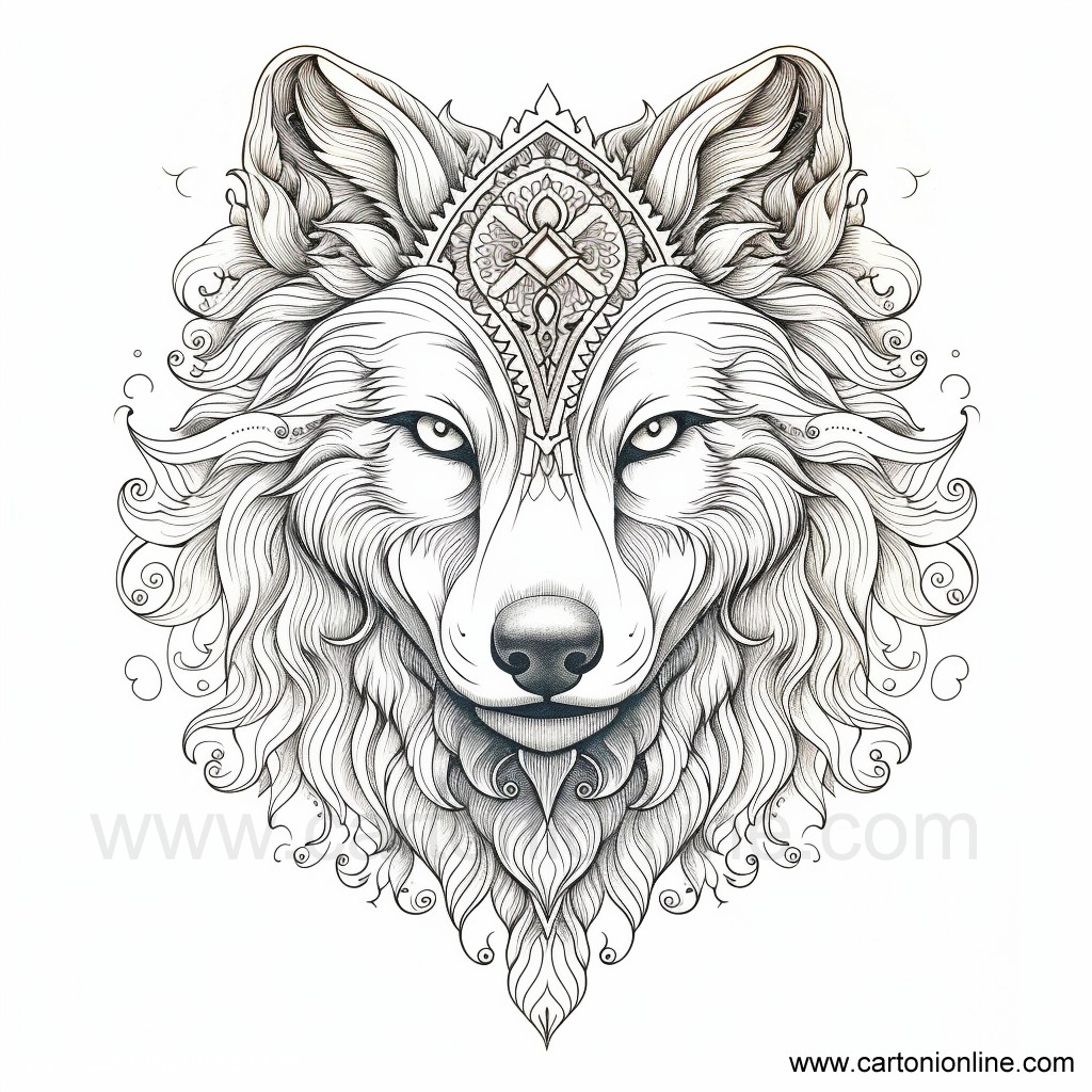 wolf mandala 05  coloring page to print and coloring