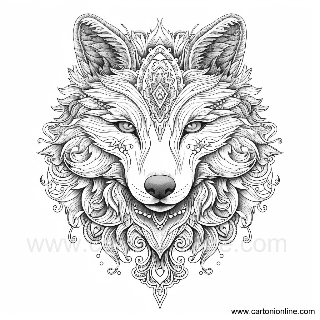 Disegno lupo mandala 08 di lupo mandala da stampare e colorare