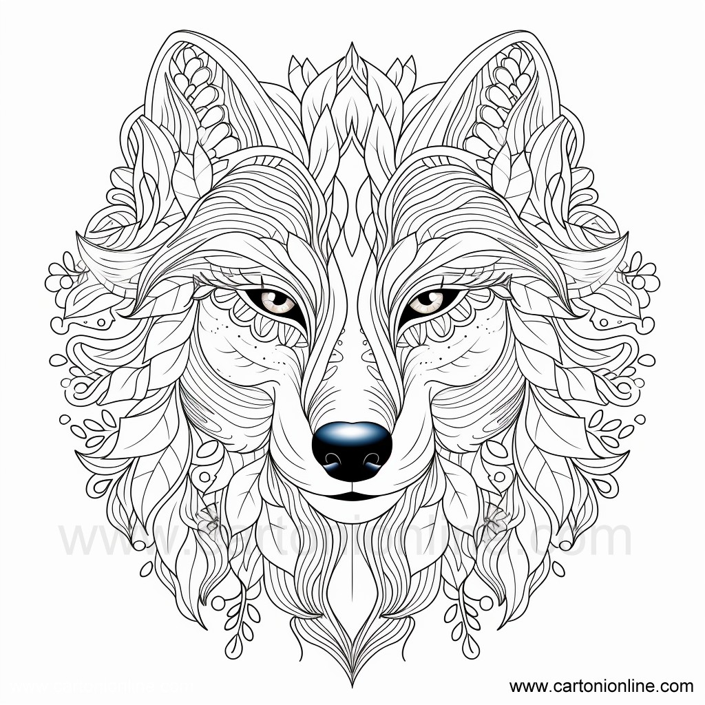 wolf mandala 10  coloring page to print and coloring