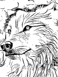 Página para colorear de un lobo de estilo de dibujos animados