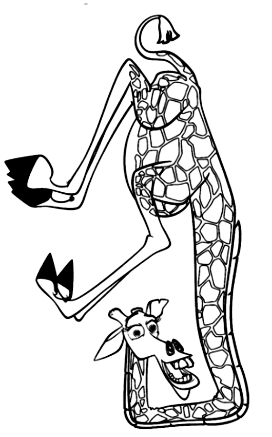 Disegno di Melman la giraffa di Madagascar da stampare e colorare