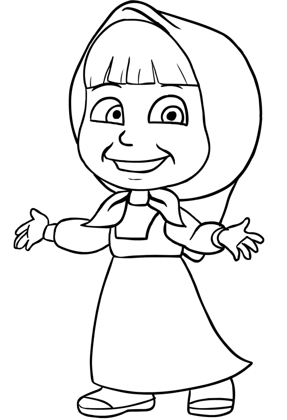 Coloring page of Masha smiling