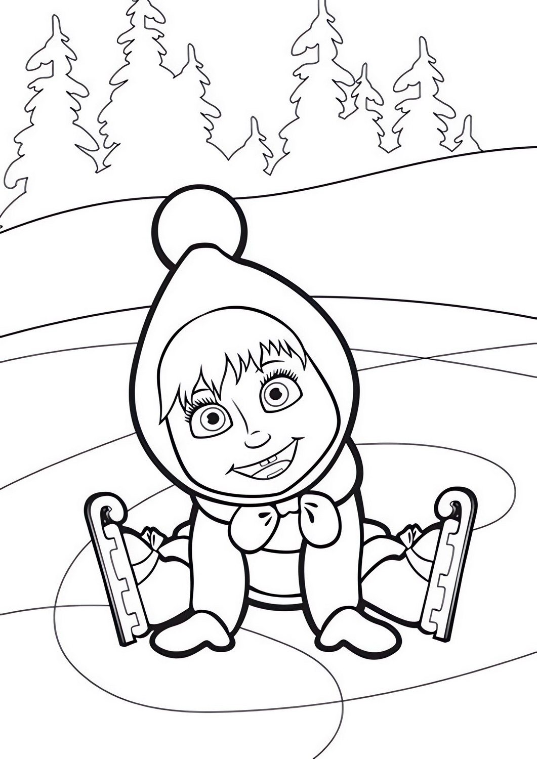 Drawing 01 of Masha and the Bear to print and color
