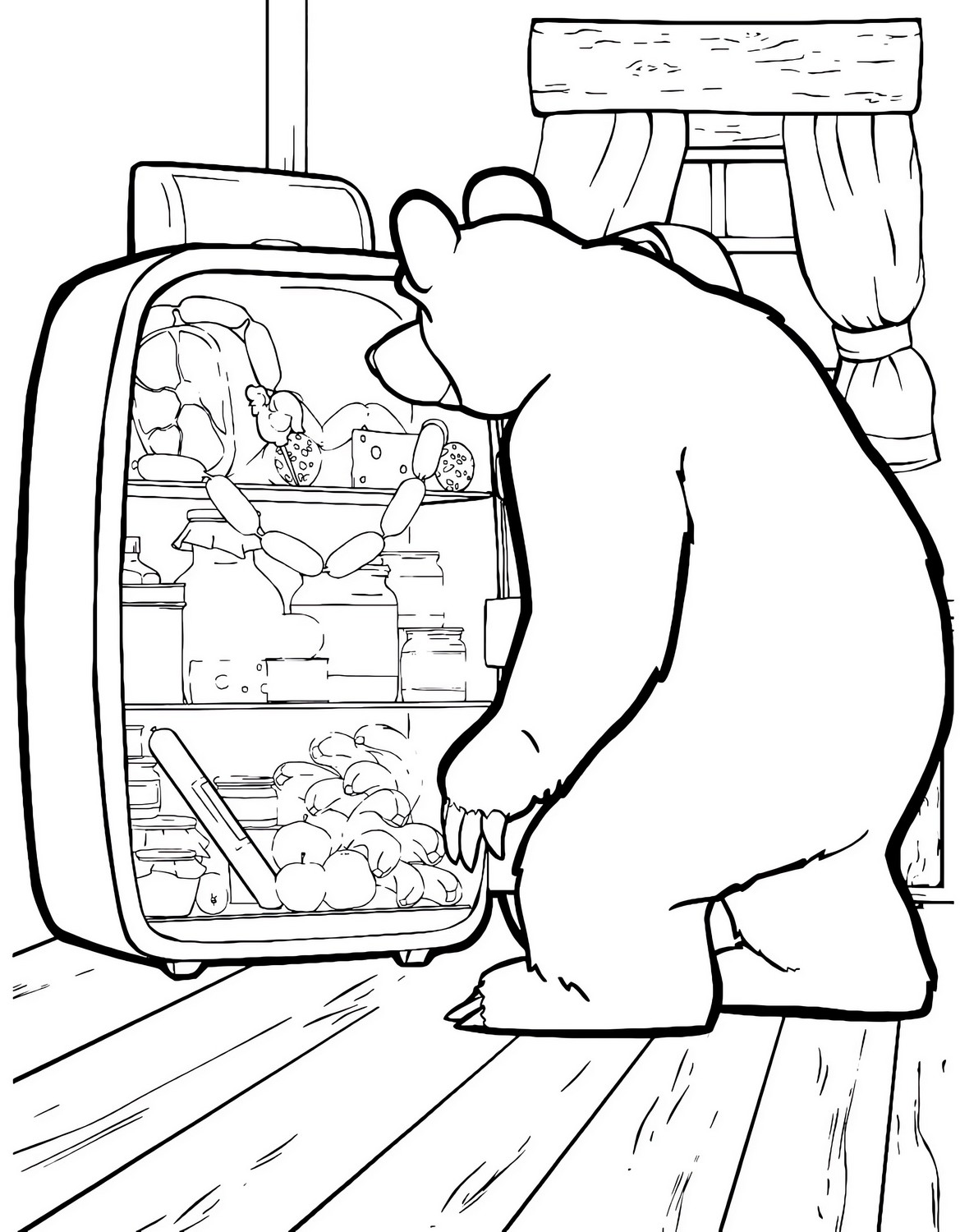 Drawing 04 of Masha and the Bear to print and color