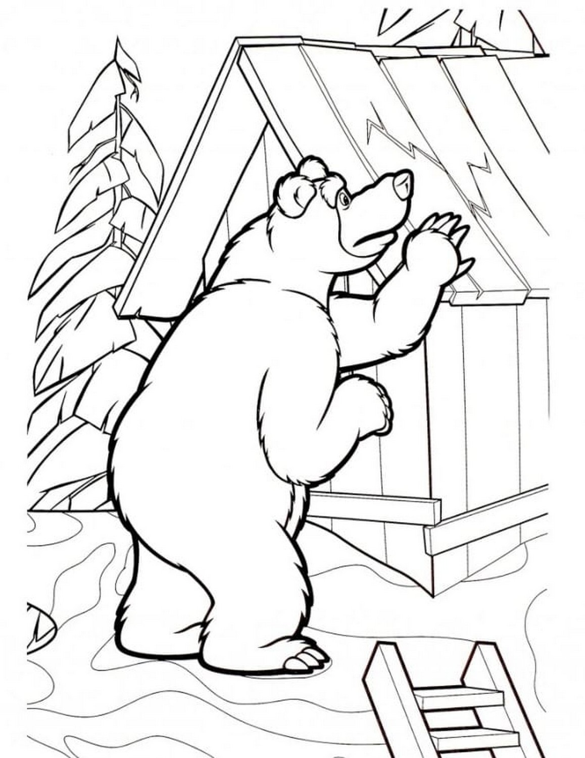 Drawing 19 of Masha and the Bear to print and color