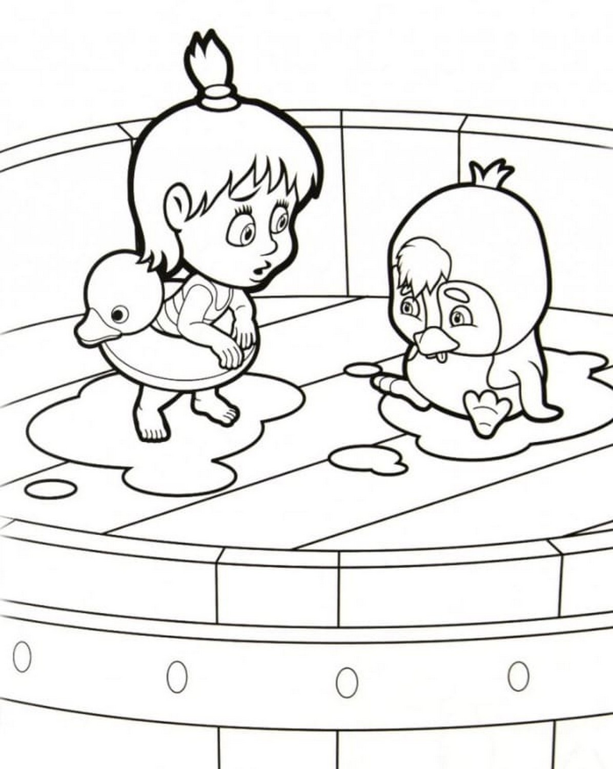 Masha and the Bear 21 drawing from Masha and the Bear to print and color