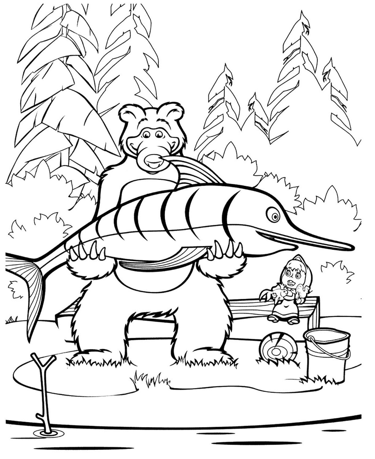 Masha and the Bear 30 drawing from Masha and the Bear to print and color