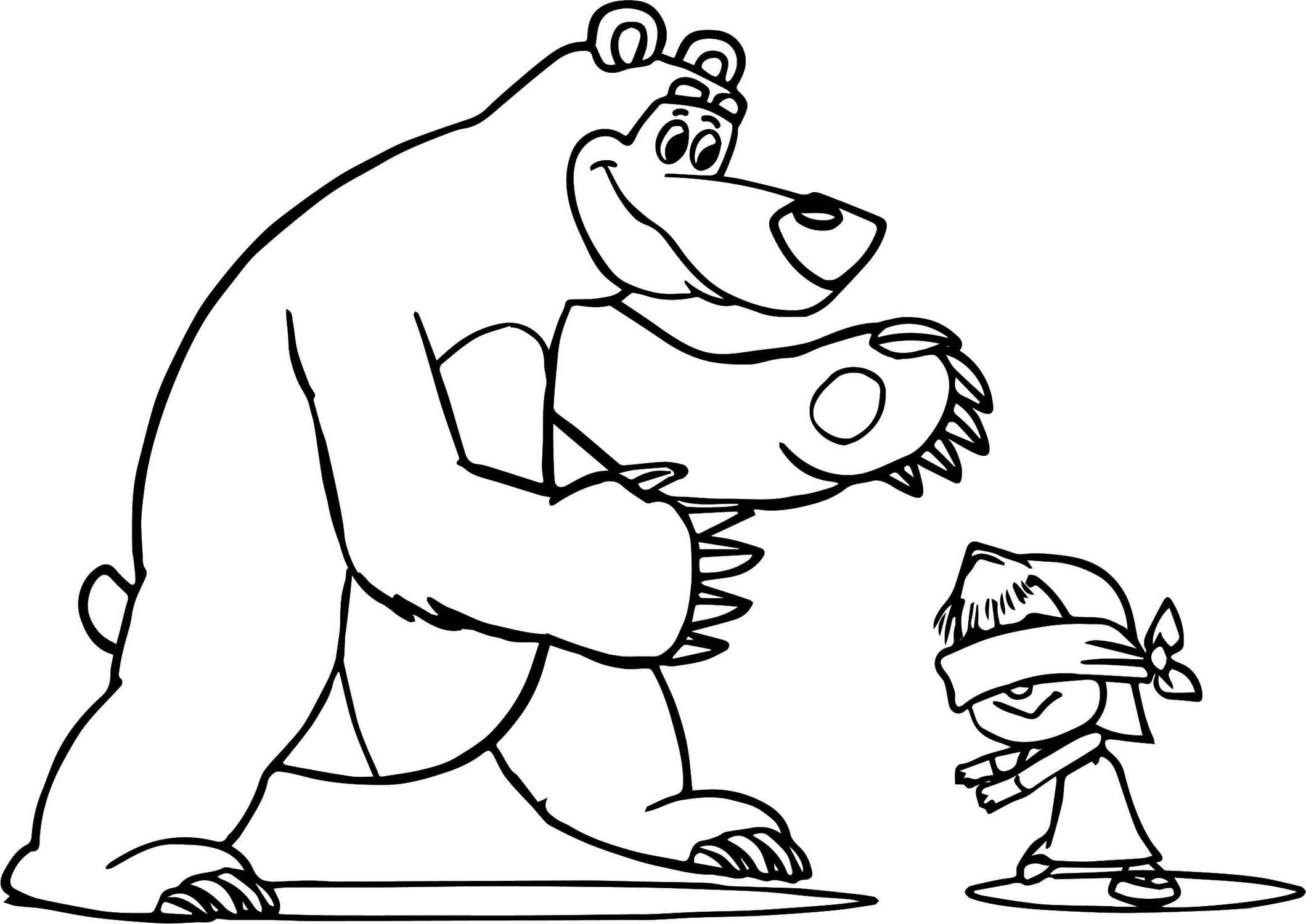 Ritning 32 av Masha och björnen för att skriva ut och färglägga