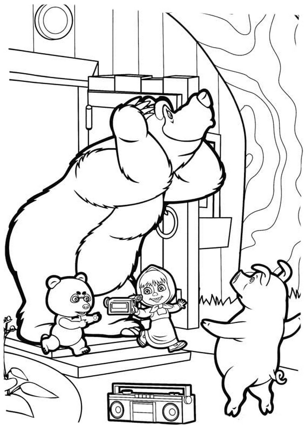 Dibujo 34 de Masha y el oso para imprimir y colorear