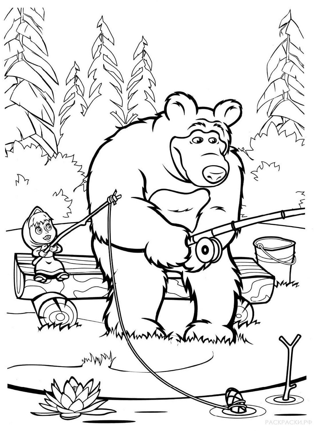 Dibujo 46 de Masha y el oso para imprimir y colorear