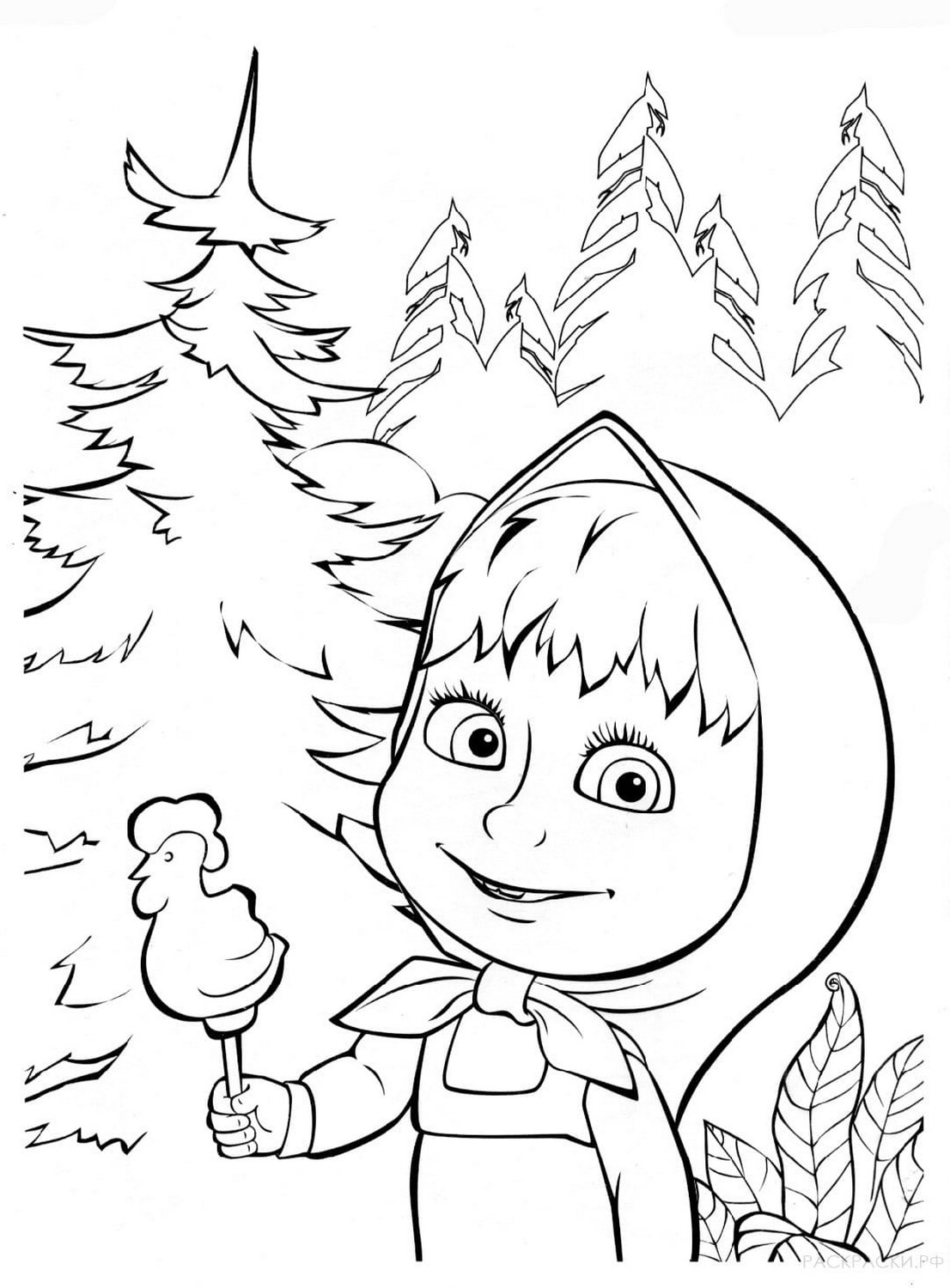 Masha and the Bear 48 drawing from Masha and the Bear to print and color