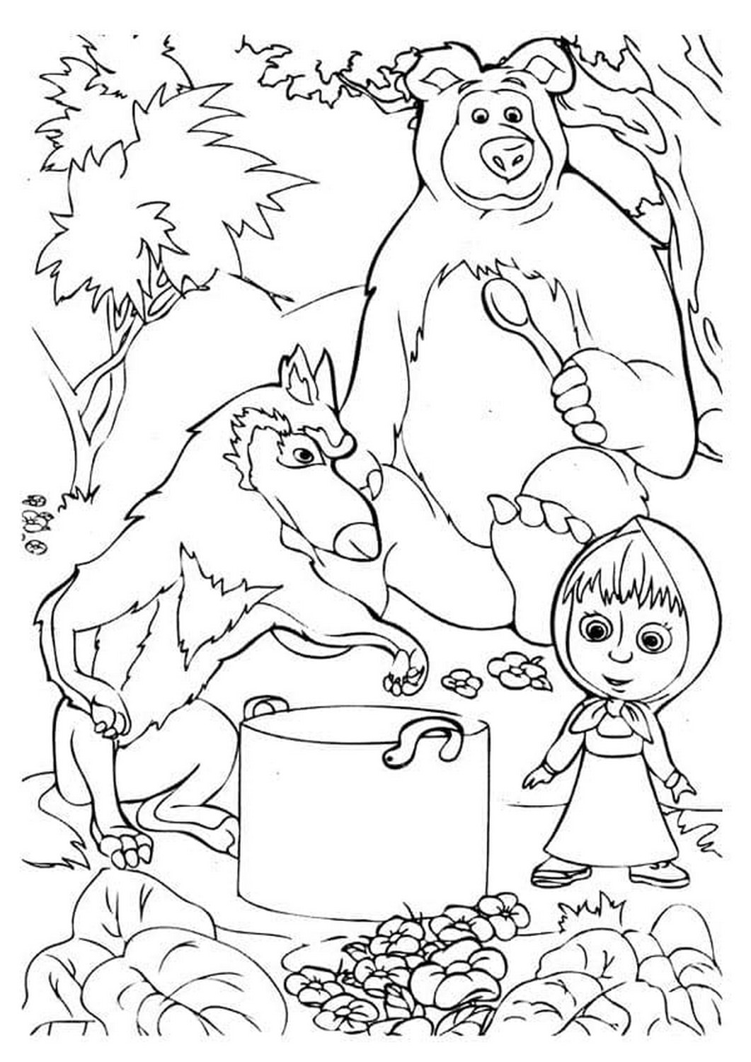 Masha and the Bear 51 drawing from Masha and the Bear to print and color