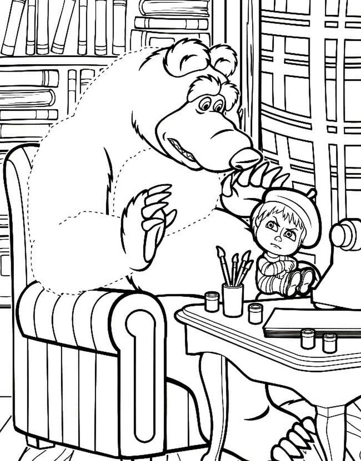 Dibujo 54 de Masha y el oso para imprimir y colorear