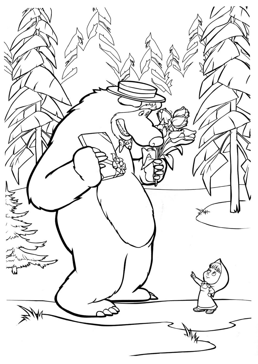 Drawing 07 of Masha and the Bear to print and color
