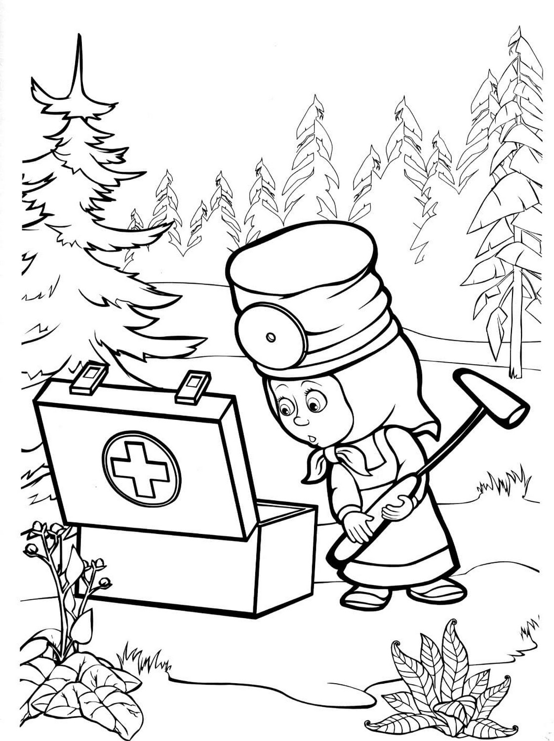 Masha and the Bear 61 drawing from Masha and the Bear to print and color