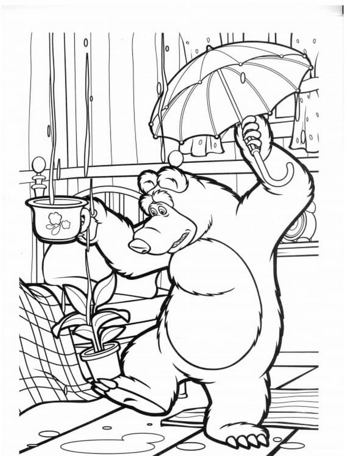 Dibujo 62 de Masha y el oso para imprimir y colorear