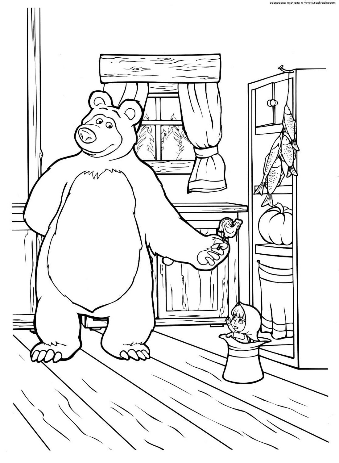 Dibujo 63 de Masha y el oso para imprimir y colorear