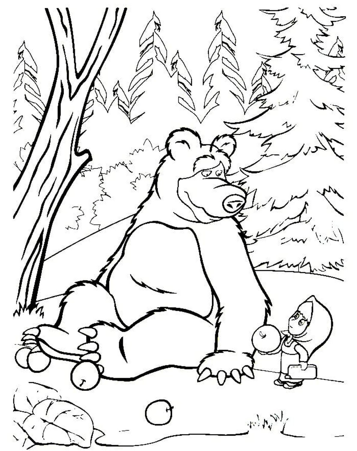 Masha and the Bear 68 drawing from Masha and the Bear to print and color
