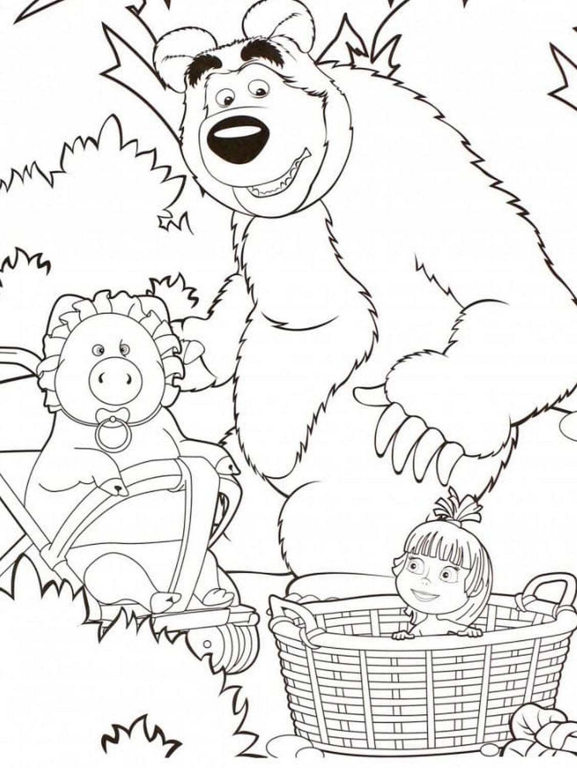 Masha and the Bear 71 ritning från Masha and the Bear för att skriva ut och färglägga