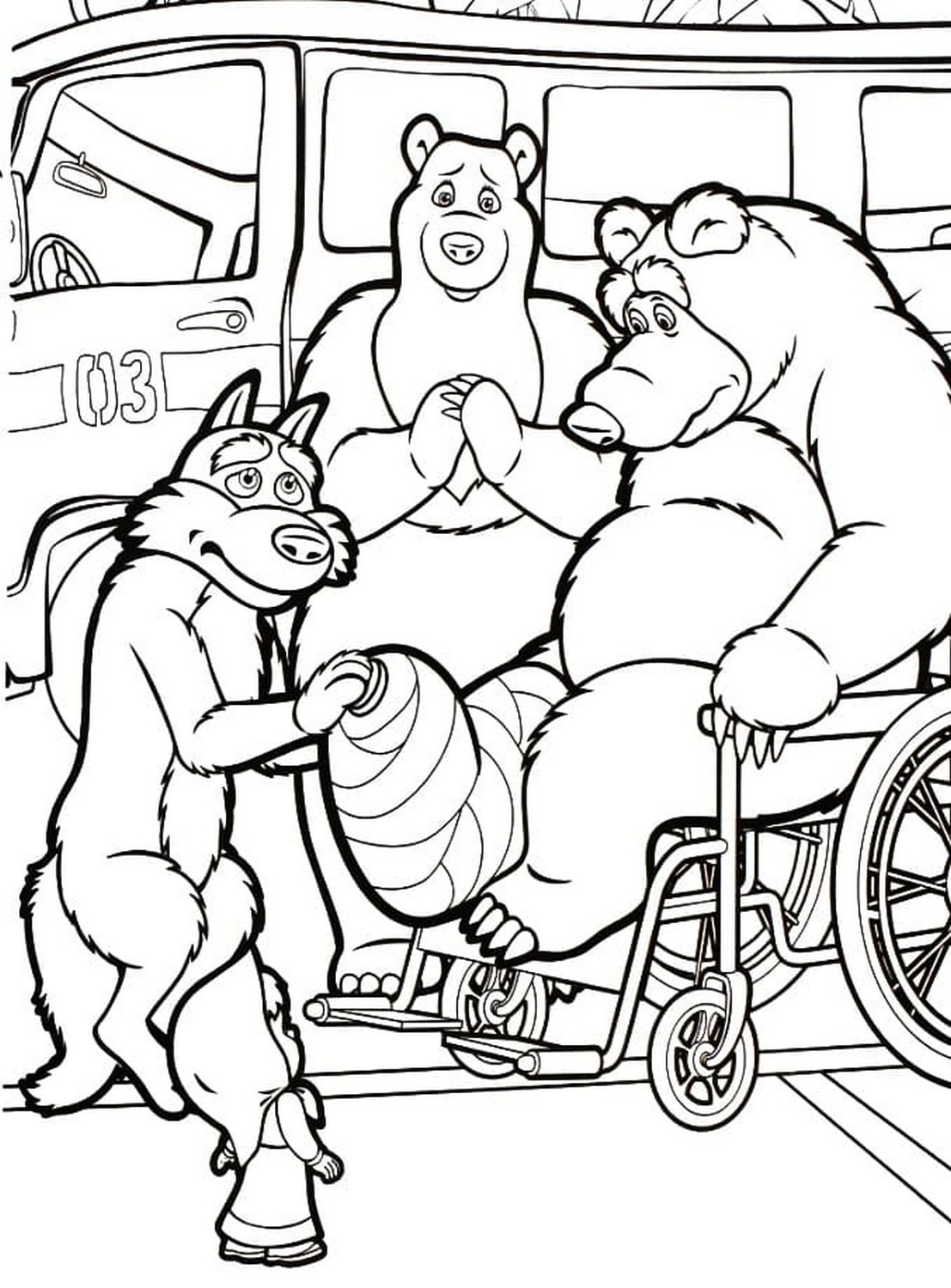 Mascha und der Br 74  coloring page to print and coloring