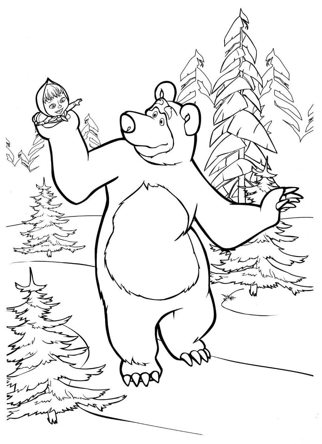 Drawing 32 of Masha and the Bear to print and color