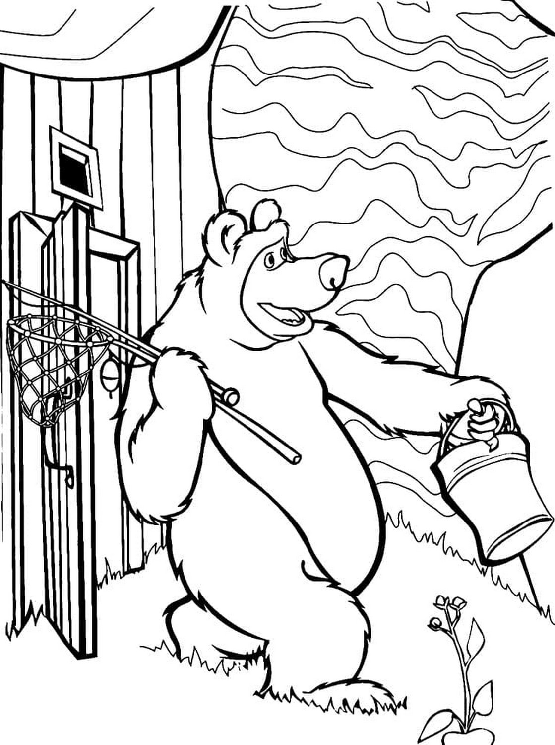Dibujo 84 de Masha y el oso para imprimir y colorear