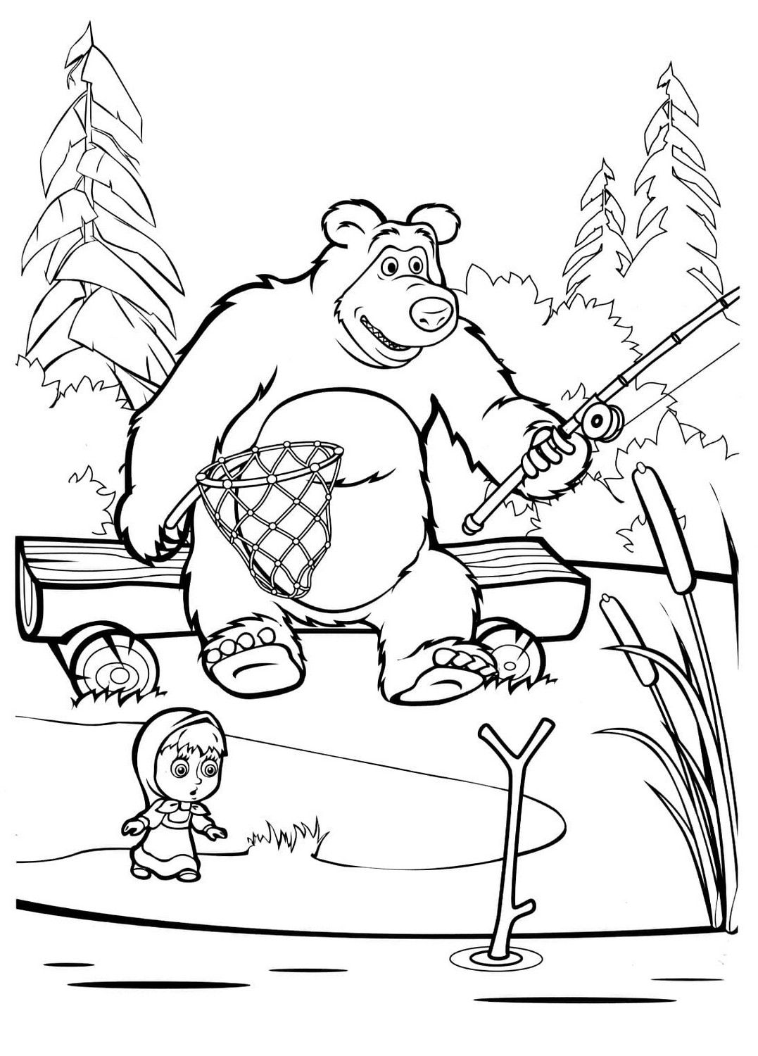 Dibujo 85 de Masha y el oso para imprimir y colorear