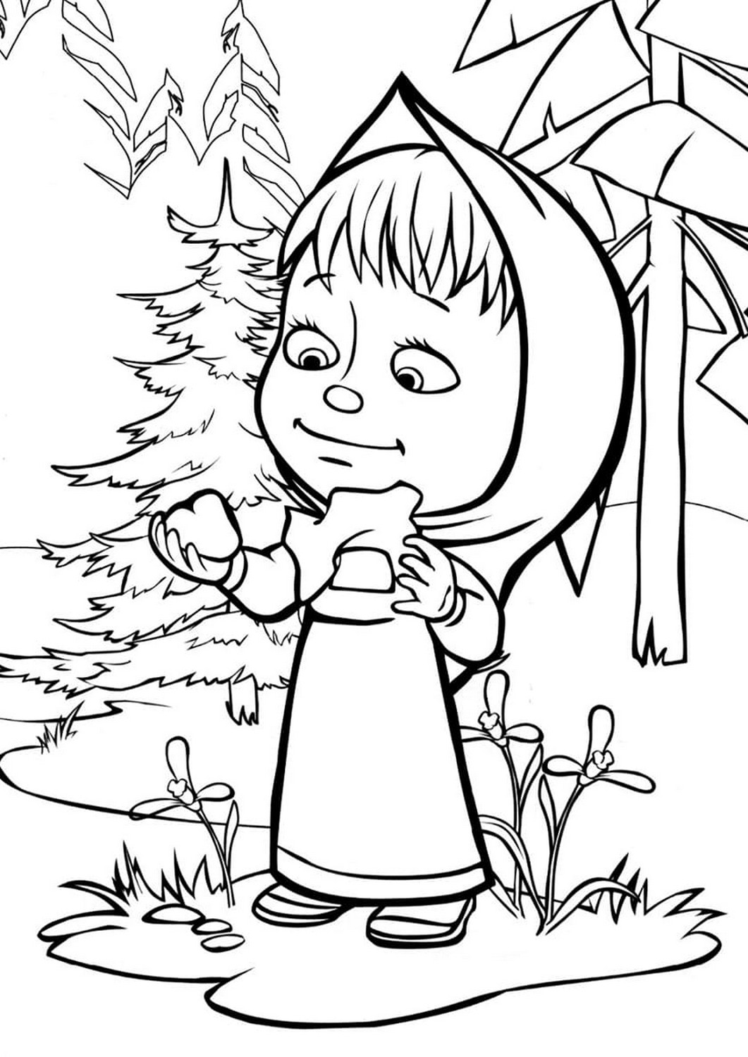 Drawing 37 of Masha and the Bear to print and color