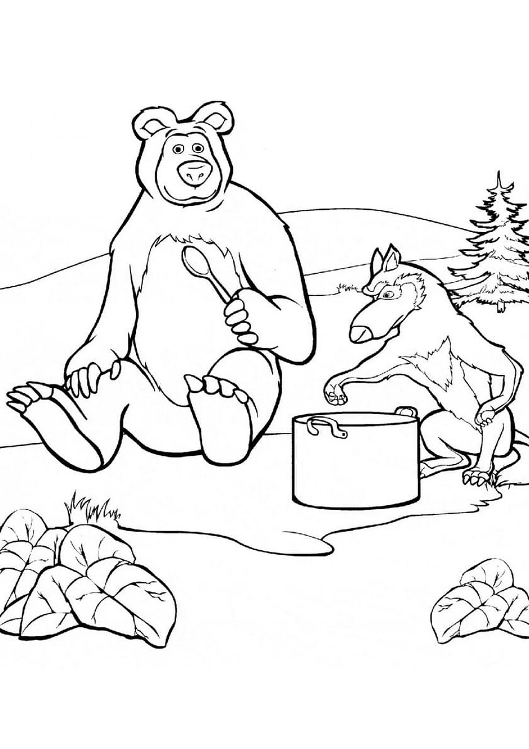Desenho 88 de Masha e o Urso para imprimir e colorir