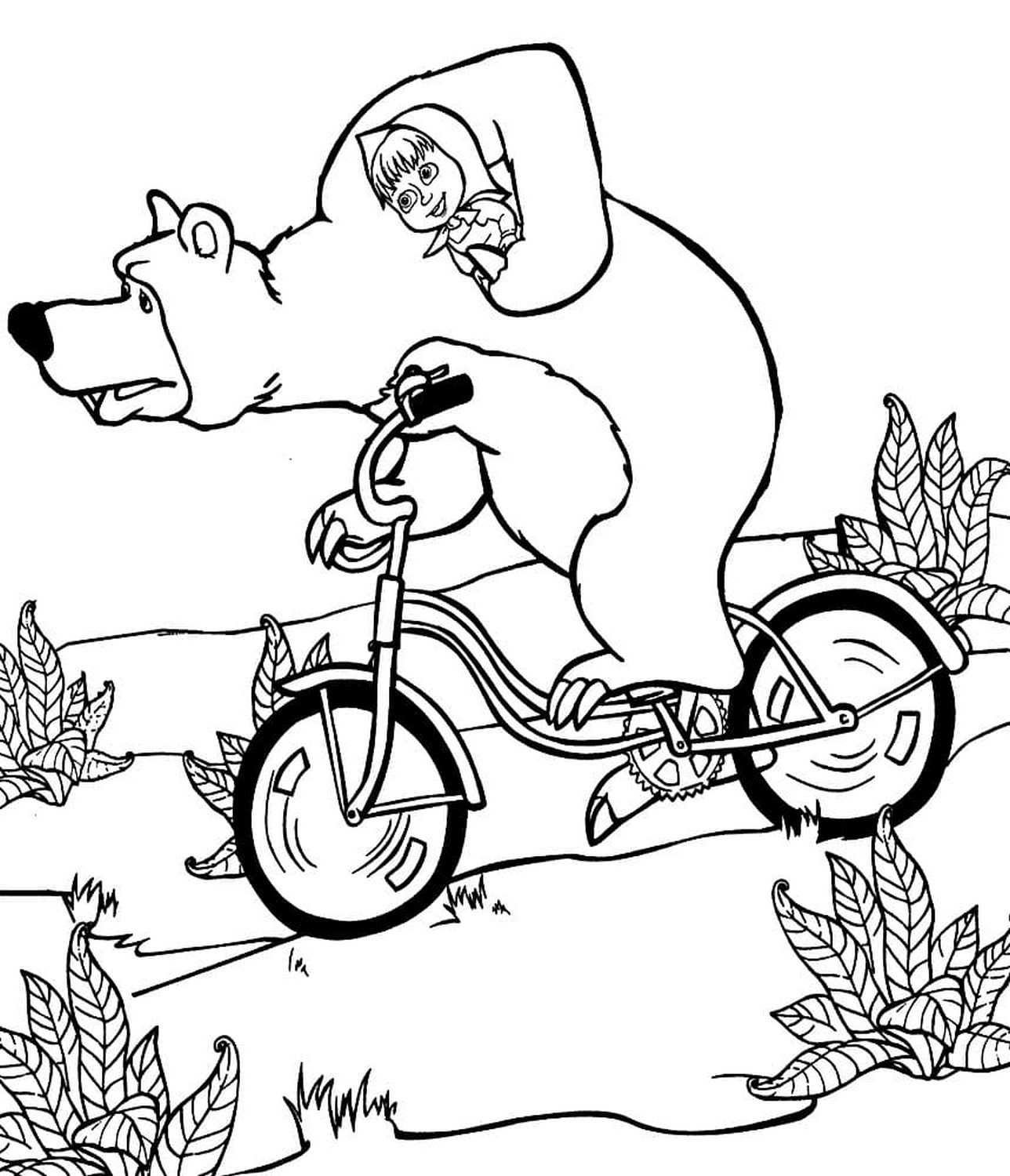 Desenho 90 de Masha e o Urso para imprimir e colorir