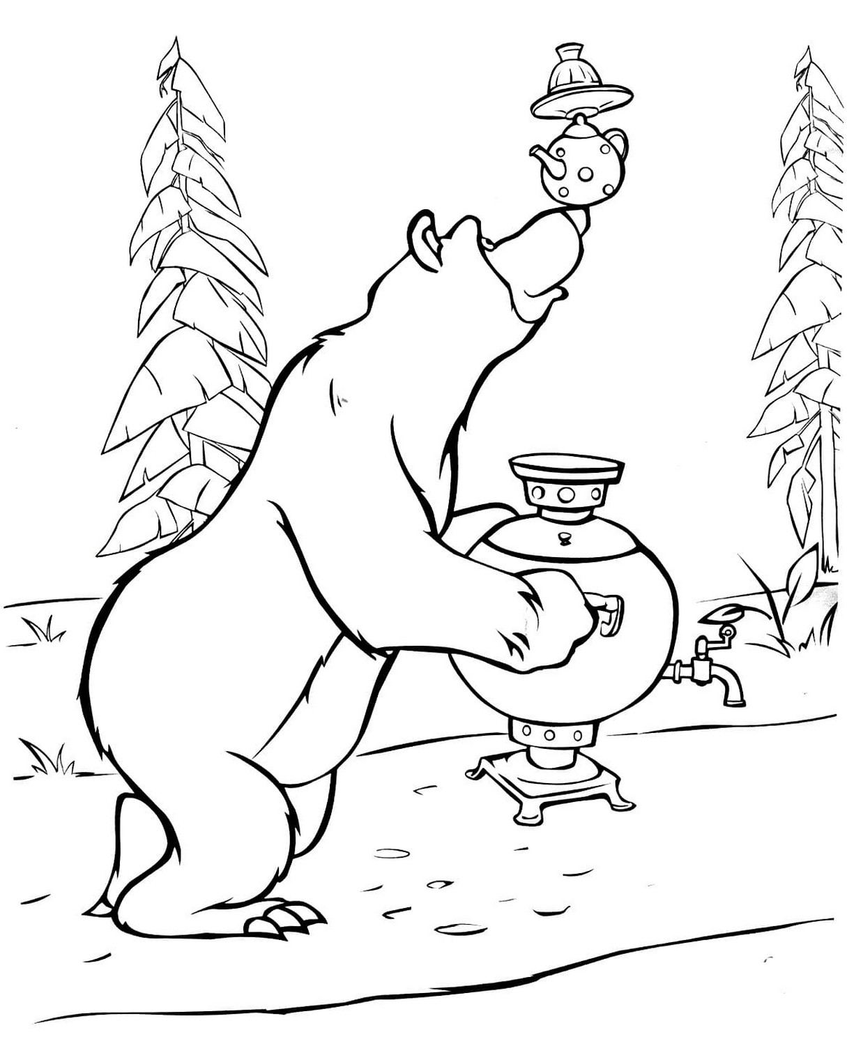 Dibujo 93 de Masha y el oso para imprimir y colorear