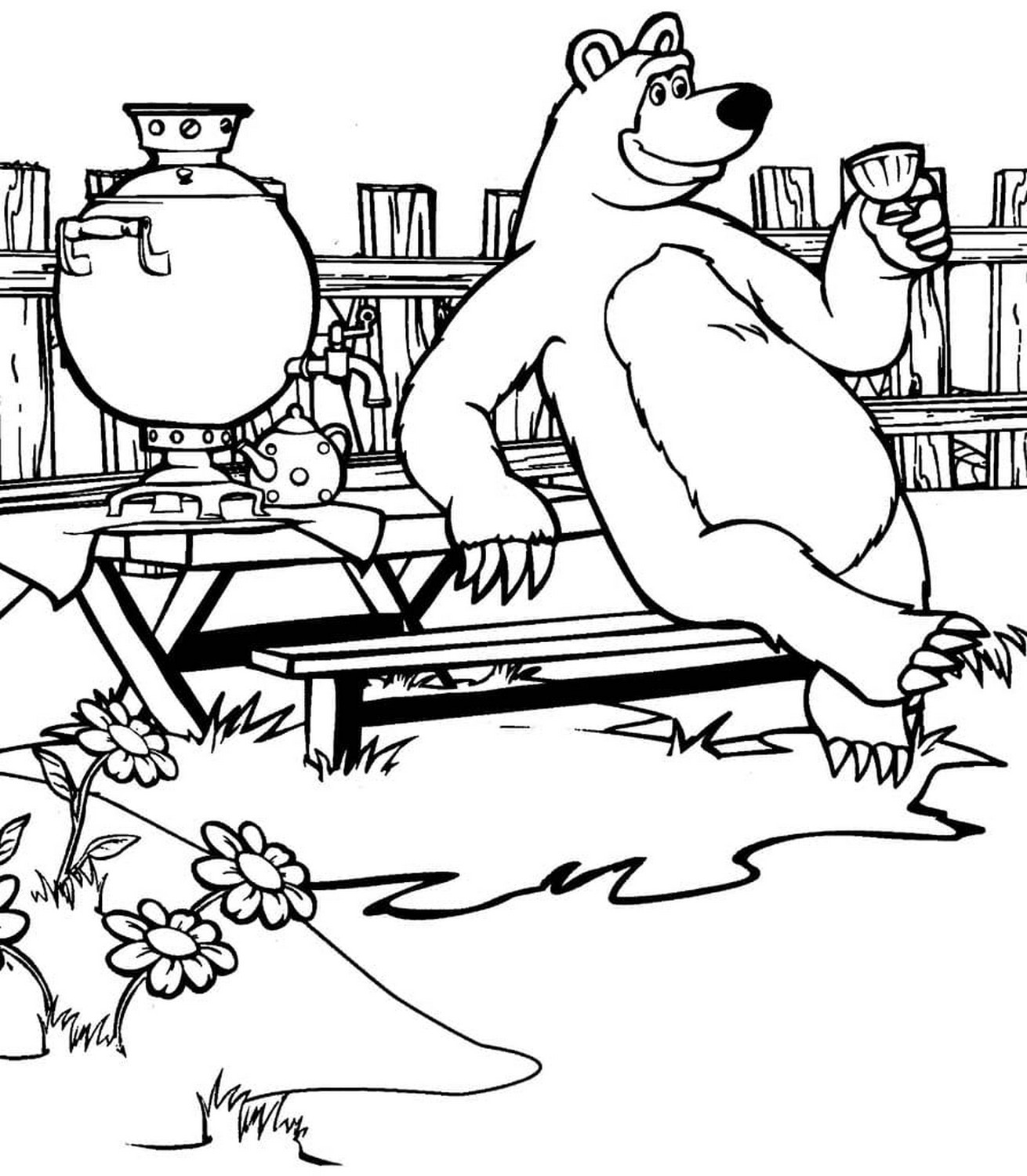 Desenho 94 de Masha e o Urso para imprimir e colorir