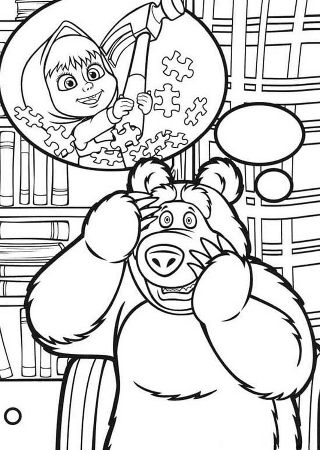 Masha and the Bear 98 drawing from Masha and the Bear to print and color