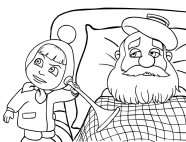 Dibujo de Masha con Papá Noel enfermo