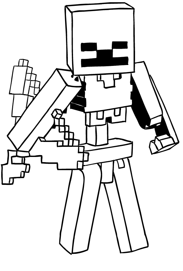 Dibujo de Esqueleto de Minecraft para imprimir y pintar