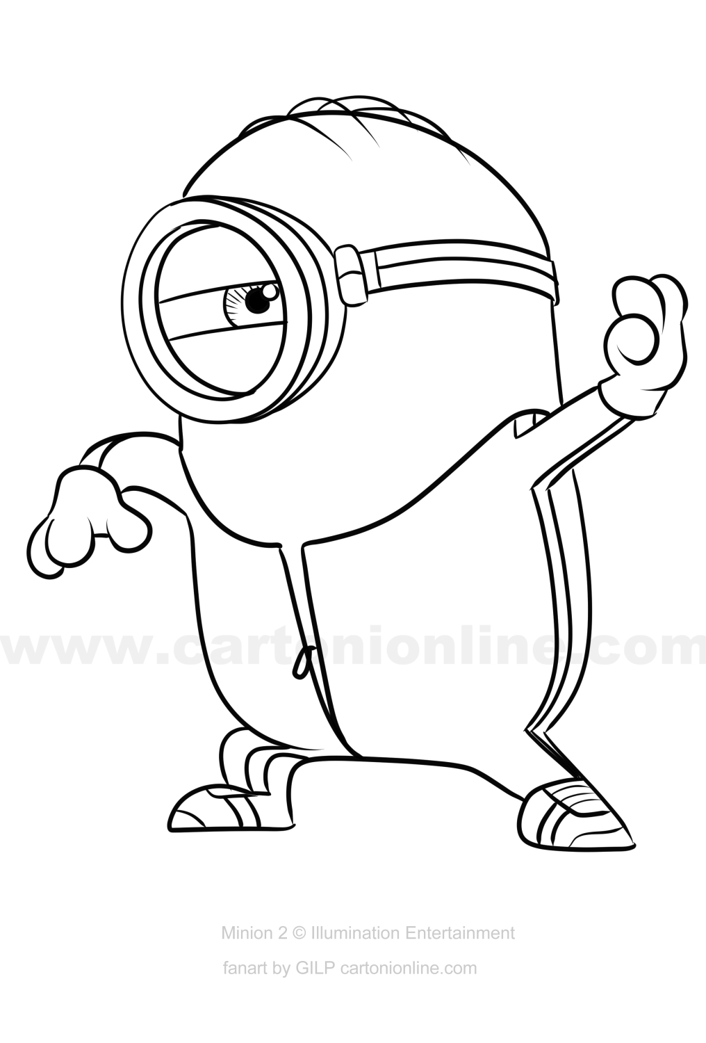 Coloriage de Stuart de Les Minions 2 : Il tait une fois Gru  imprimer et colorier