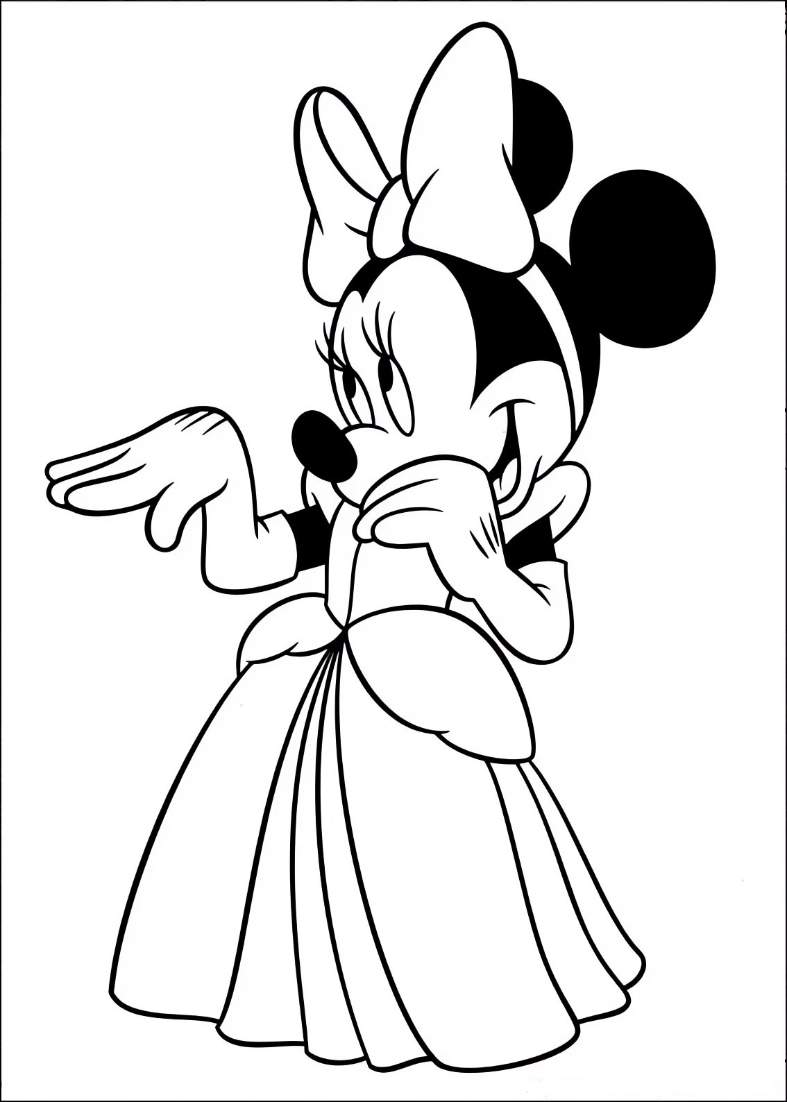 Disegno da colorare di Minnie vestita come la principessa Cenerentola