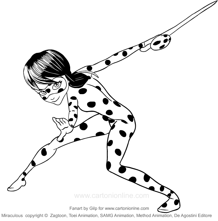 Disegno di LadyBug in azione (Miraculous) da  stampare e colorare