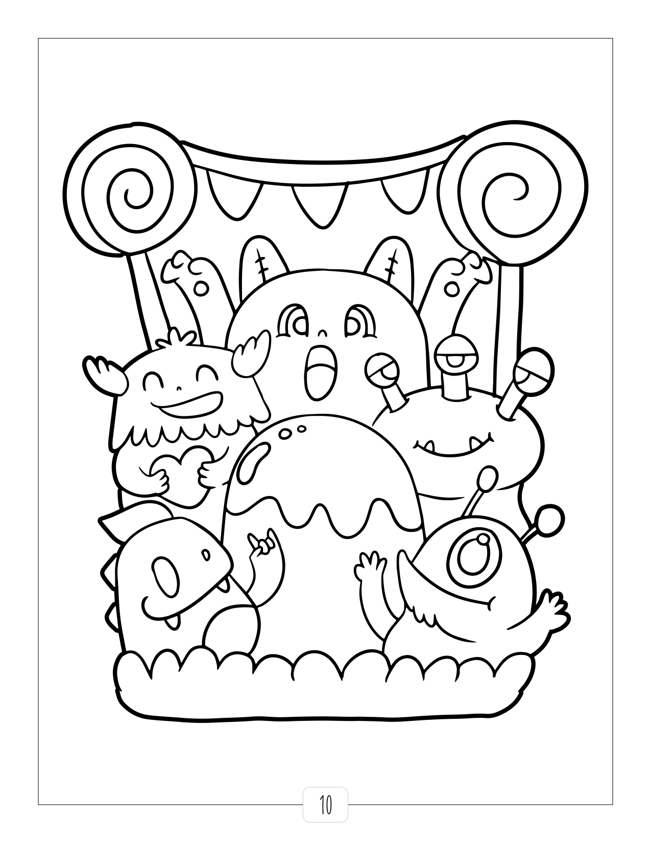 Coloriage de monstre de style dessin animé pour les enfants