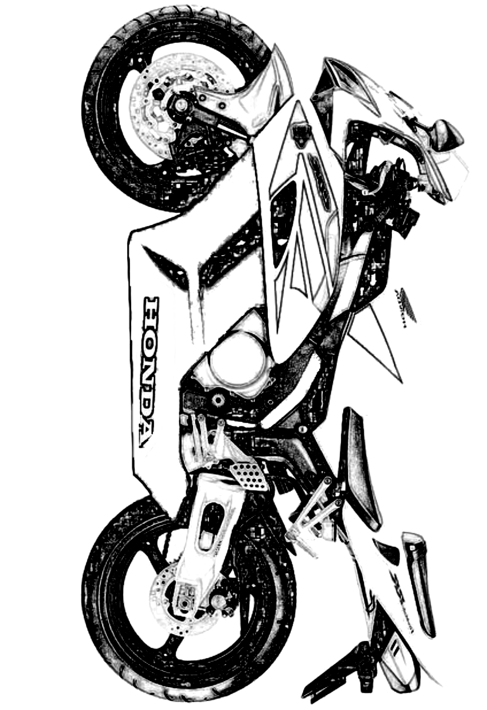 رسم 1 دراجة نارية للطباعة والتلوين