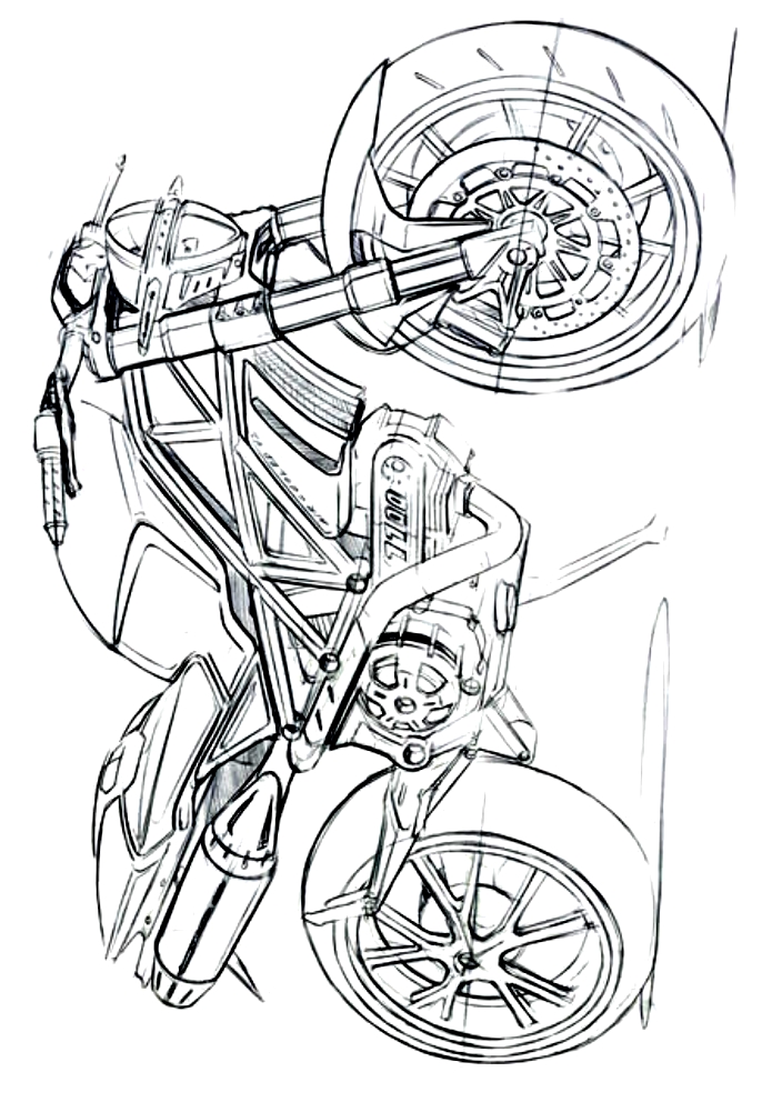 Desenho 3 de Motocicletas para imprimir e colorir