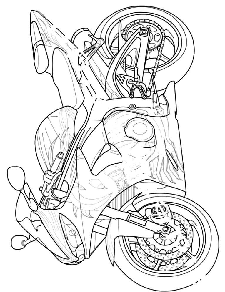 Drawing 22 from Motorcycles coloring page to print and coloring