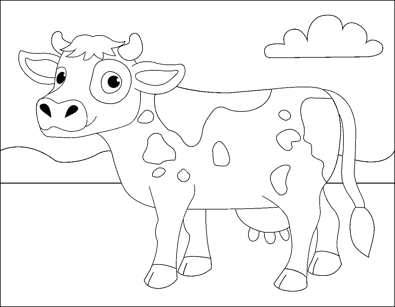 Disegno da colorare di mucca per bambini