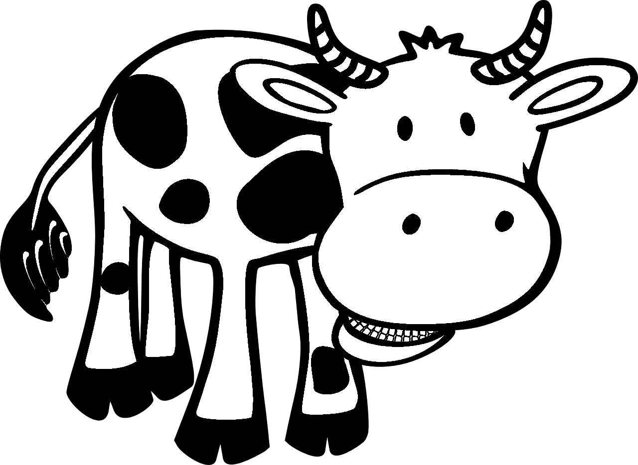 Cow coloring page in cartoon style