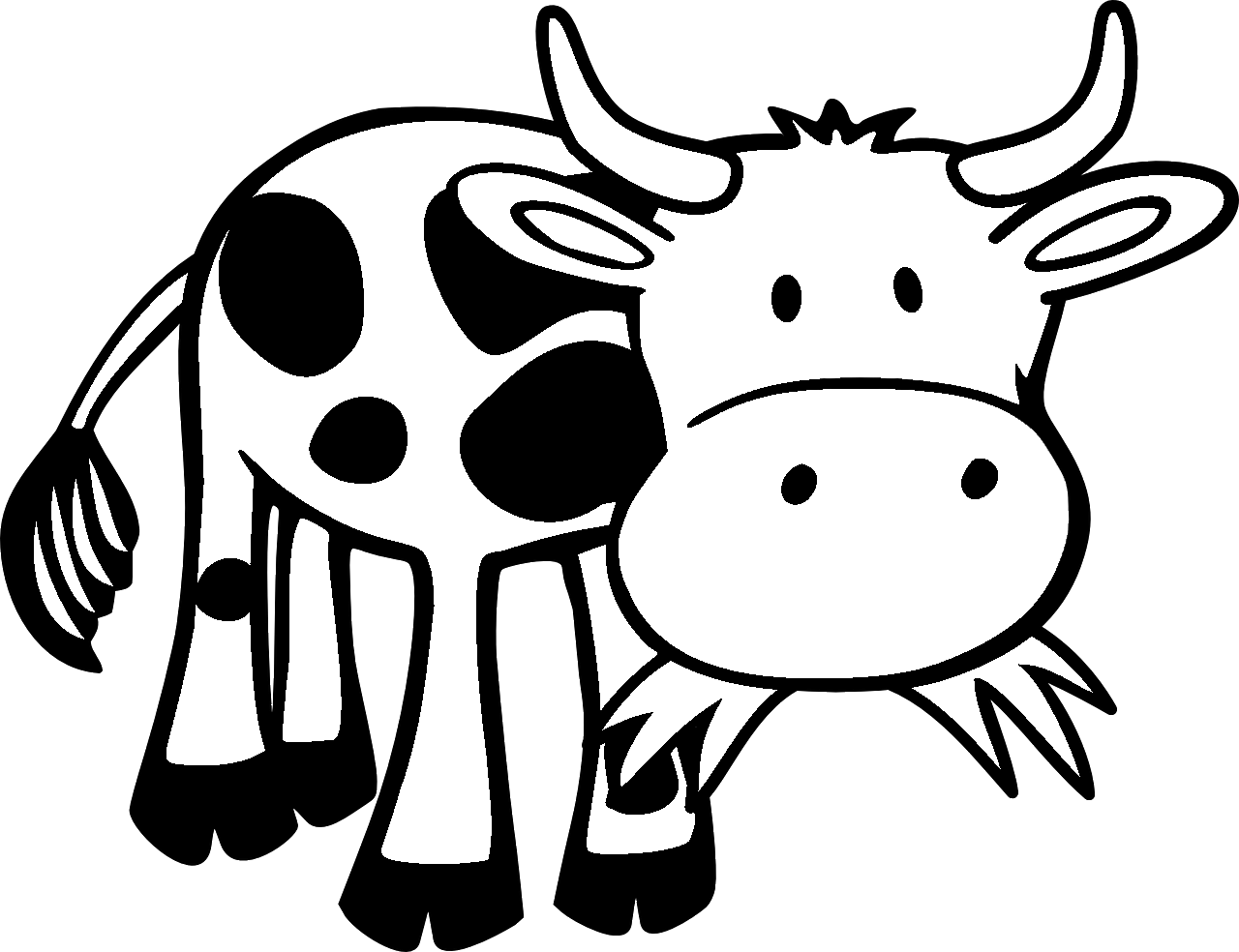 Koe eet gras kleurplaat